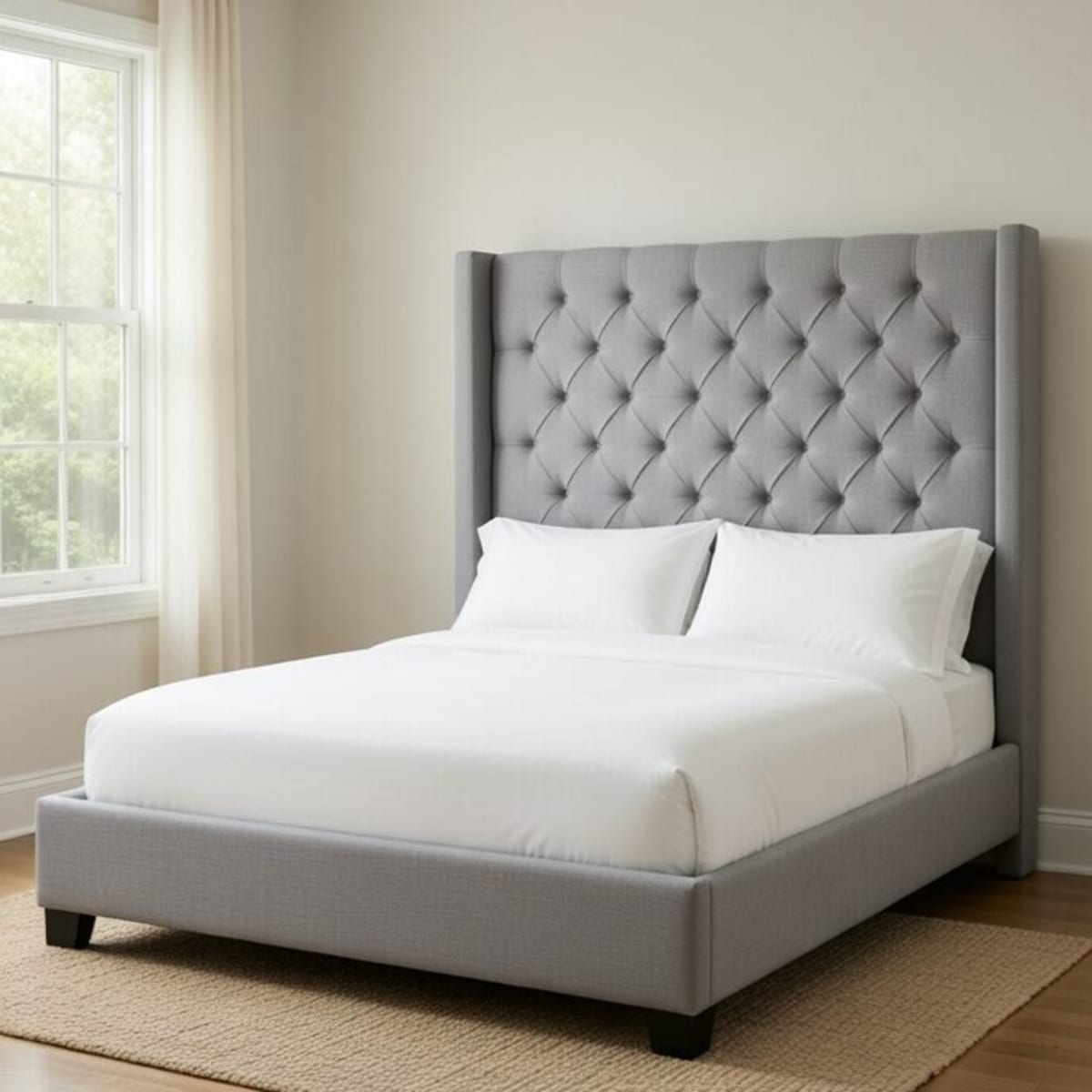 Thorstein Queen Upholstered Bed Set – Like New, Grey Fabric – Clemson, SC