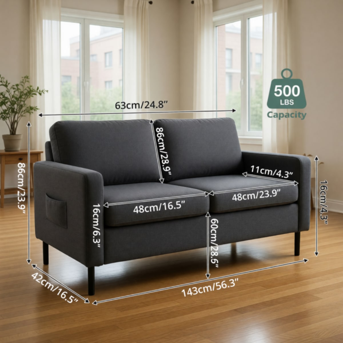 Sthouyn 2 Seater Electric Couch – Like New, Dark Grey, USB Ports – The Bronx, NY