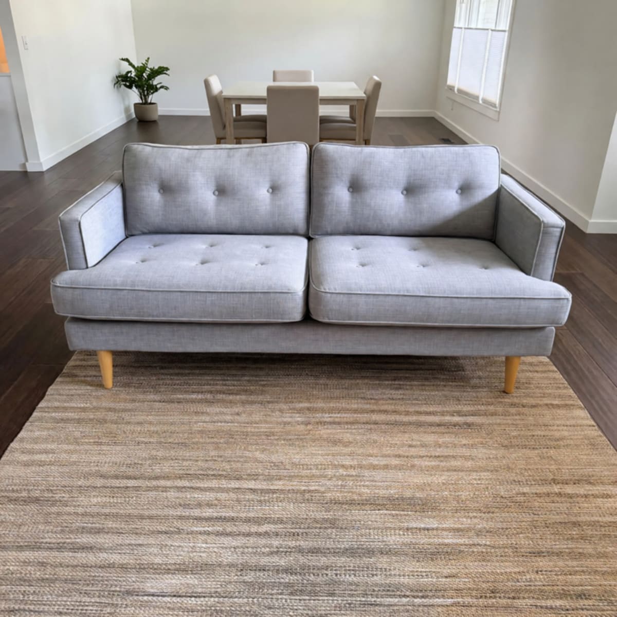 World Market Light Blue Cloth Sofa – Good Condition, 6ft – Spokane, WA