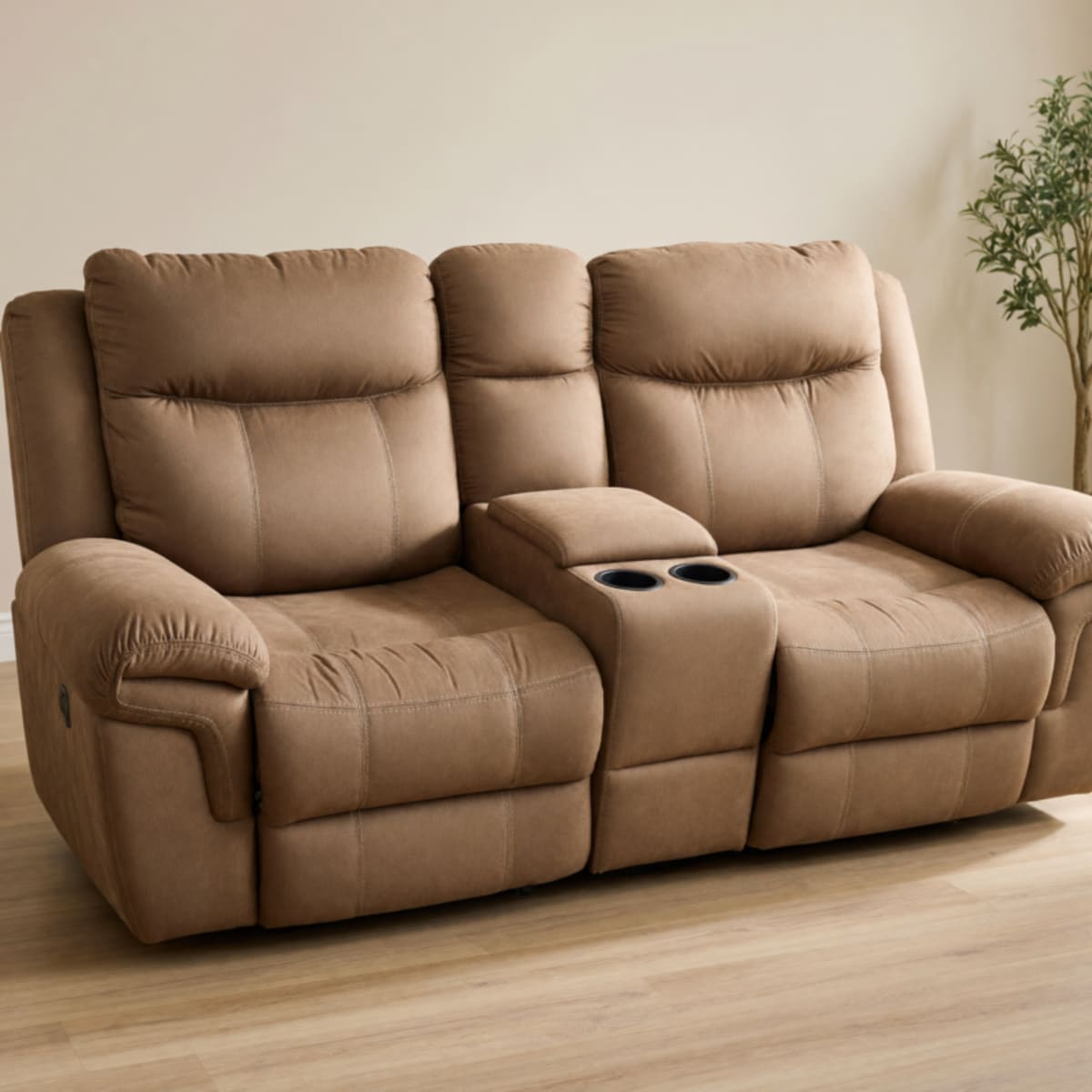 Ashley Furniture Brown Fabric Sofa & Loveseat Set – Good Condition – Palm Harbor, FL
