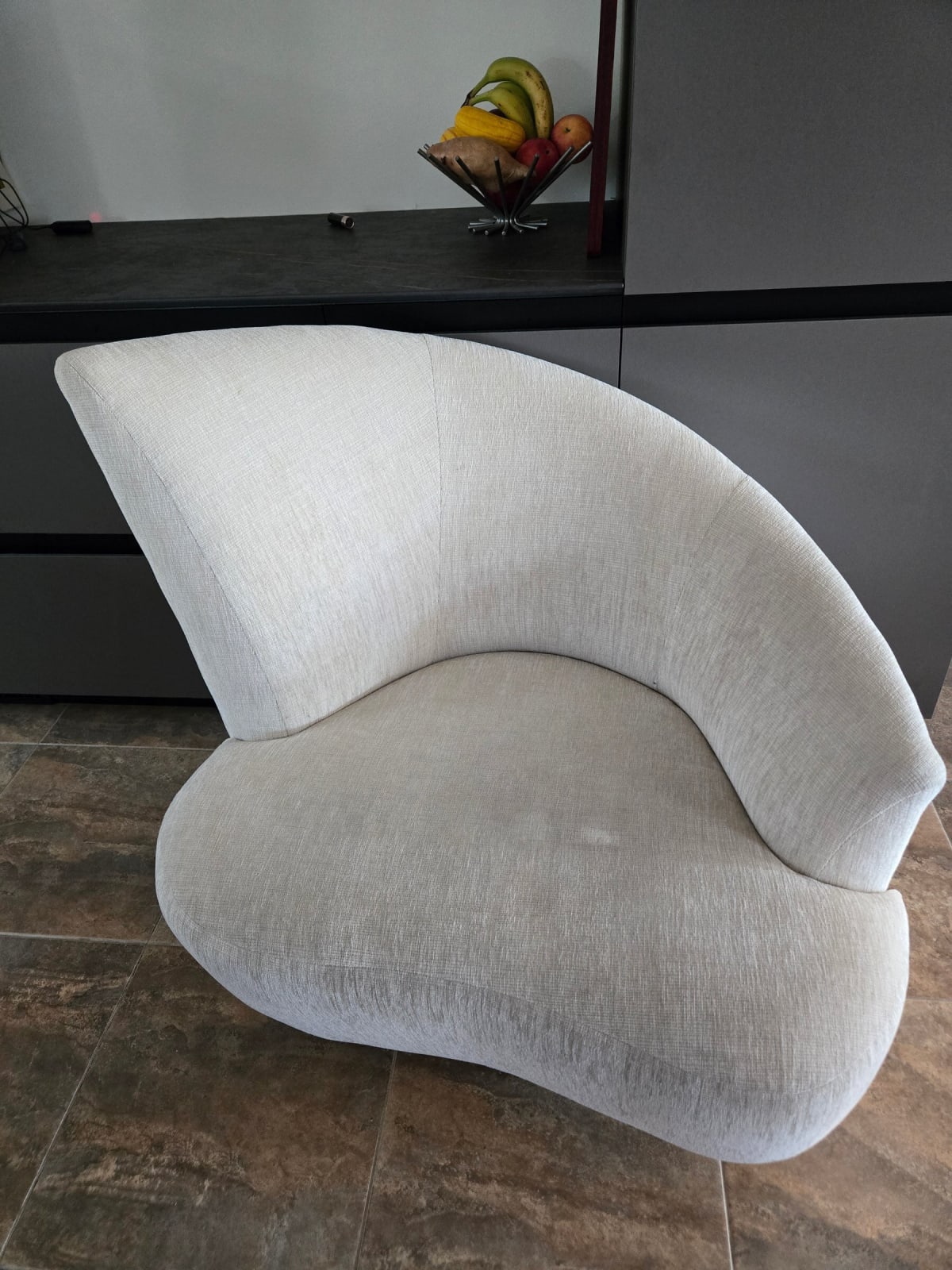 Asymmetrical Swivel Accent Chair – Like New, Soft Fabric – DeKalb, IL
