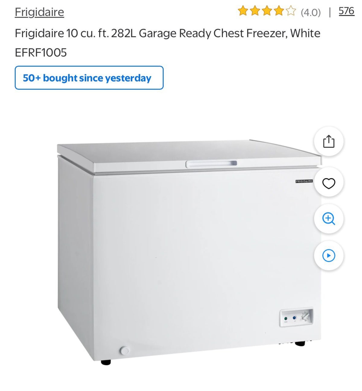 Frigidaire EFRF1005-6COM Chest Freezer – New, 10.3 Cu Ft, White – Teaneck, NJ