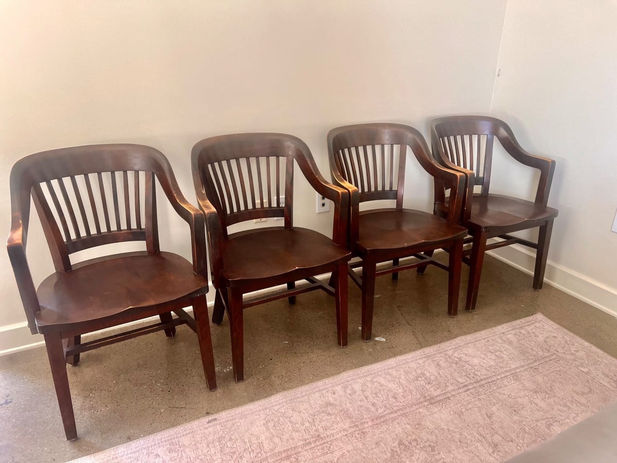 1920s W.H. Gunlocke Oak Bankers Chairs Set of 6 – Good Condition – Louisville, KY