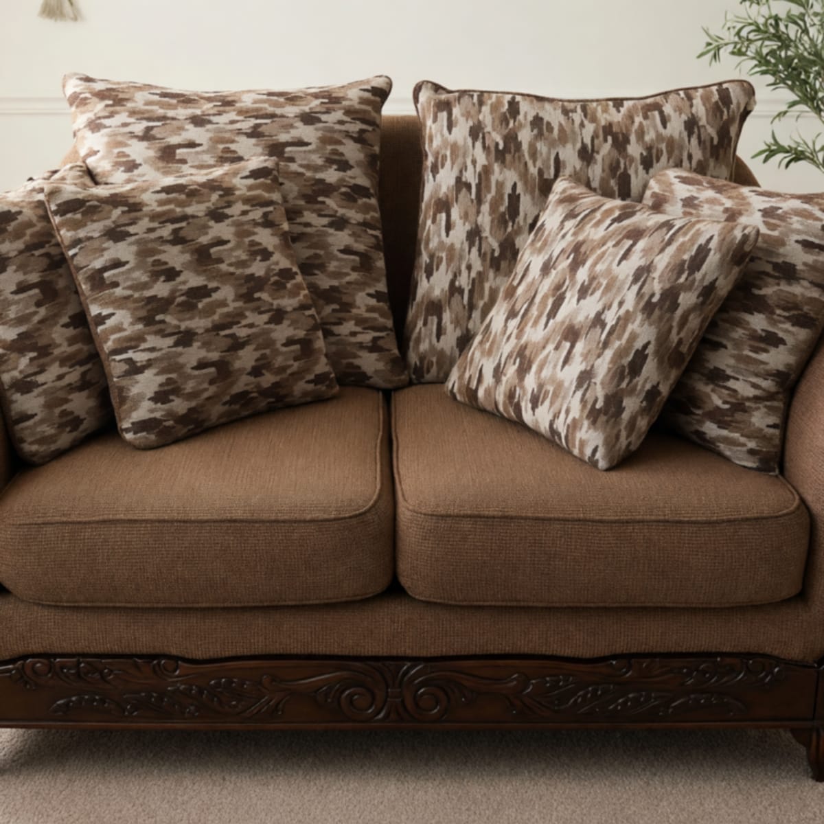 Signature Brown Fabric Living Room Set with TV Stand – Like New – Savannah, GA
