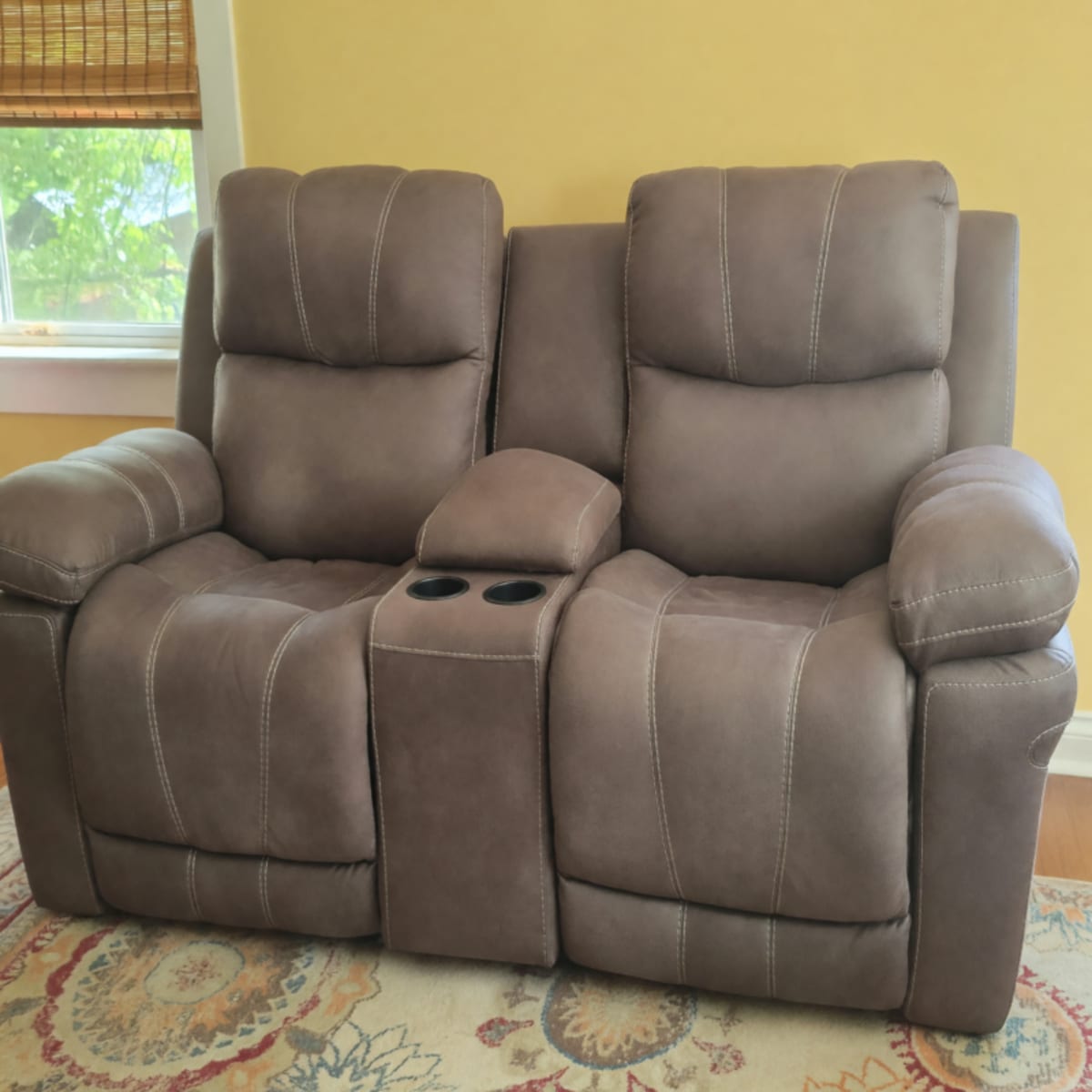 Ashley Furniture Power Recliner Loveseat – Good Condition, Brown Faux Leather – Baltimore, MD