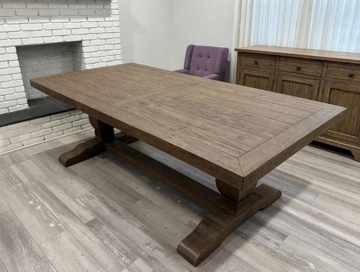 Peter Andrews Rustic Dining Room Set – Like New, 8 Chairs & Sideboard – New York, NY