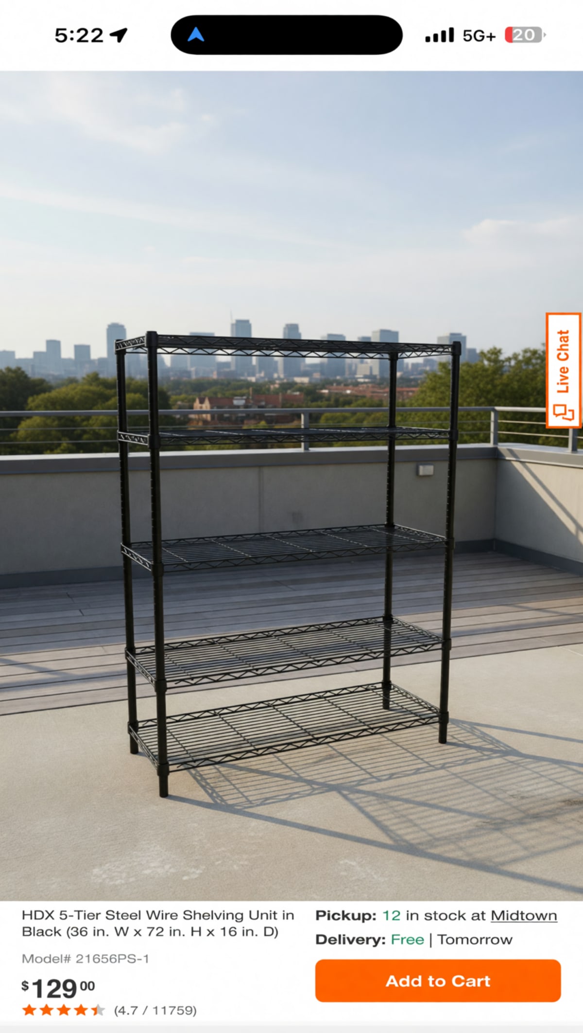 HDX 5-Tier Steel Wire Shelving Unit – New Condition, 36in W X 72in H – Decatur, GA