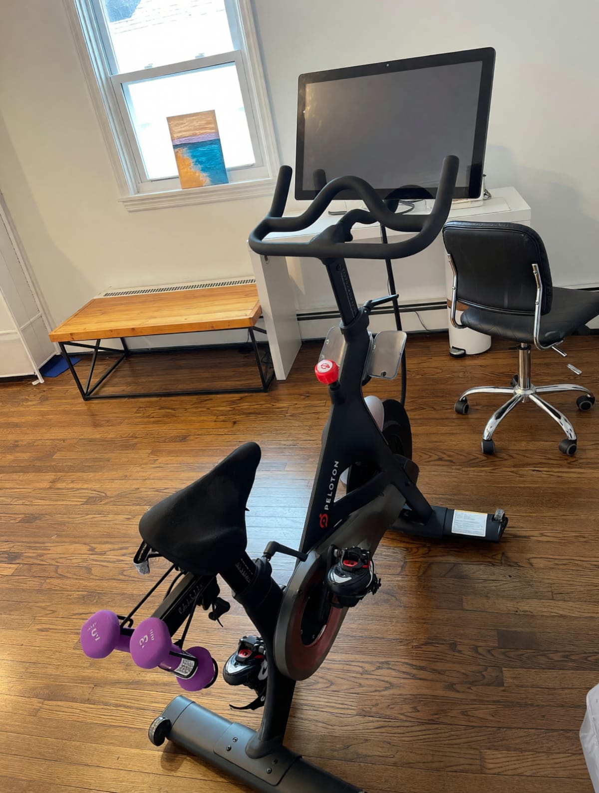 2021 Peloton Bike – Fair Condition, Includes Dumbbells & Shoes – Lindenhurst, NY