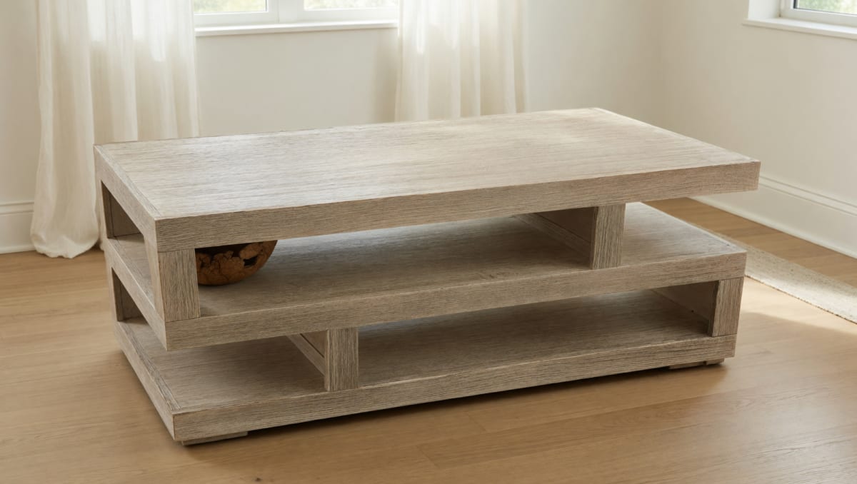 Living Spaces Kenzie Coffee Table New White Grey Rectangular – Los Angeles, CA