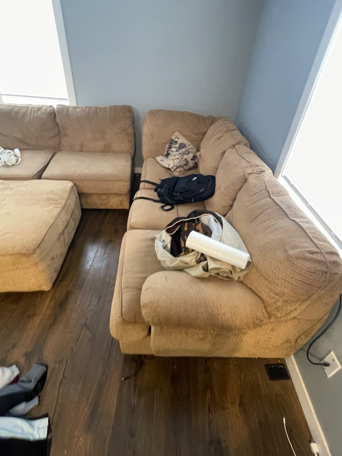 Ashley Furniture Tan Microfiber Sectional – Good Condition 4-Piece Modular – Saint Paul, MN