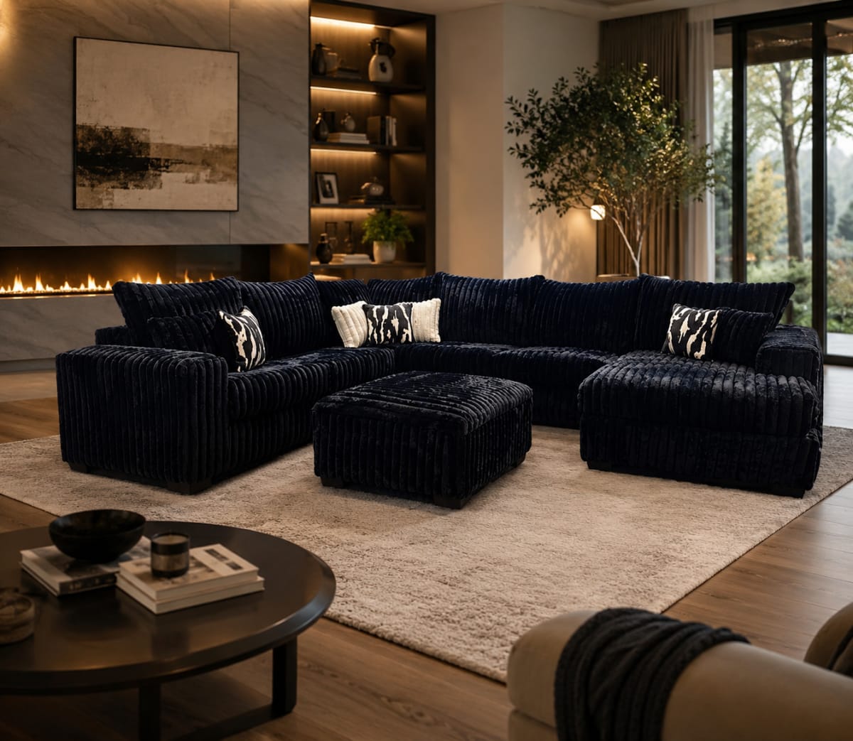 S320 Texan Oversized Sectional Sofa – New Black Fabric – Houston, TX