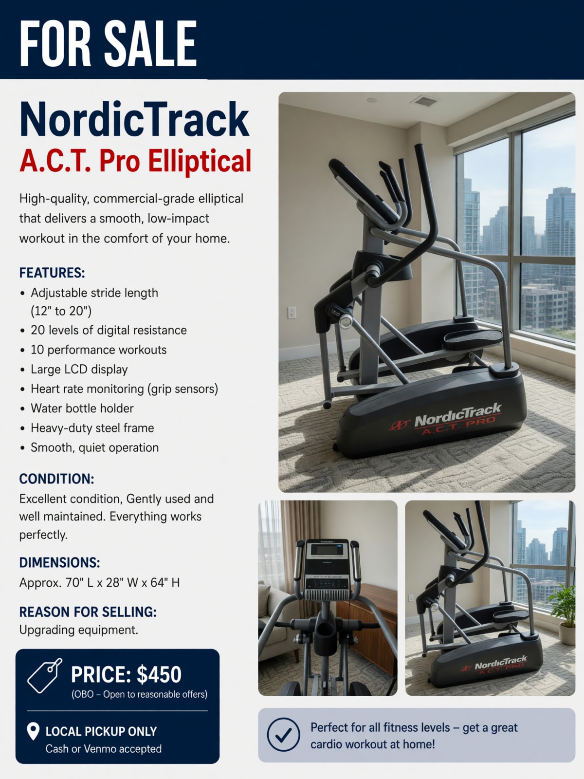 NordicTrack A.C.T. Pro Elliptical Machine in Very Good Condition – Millcreek, UT