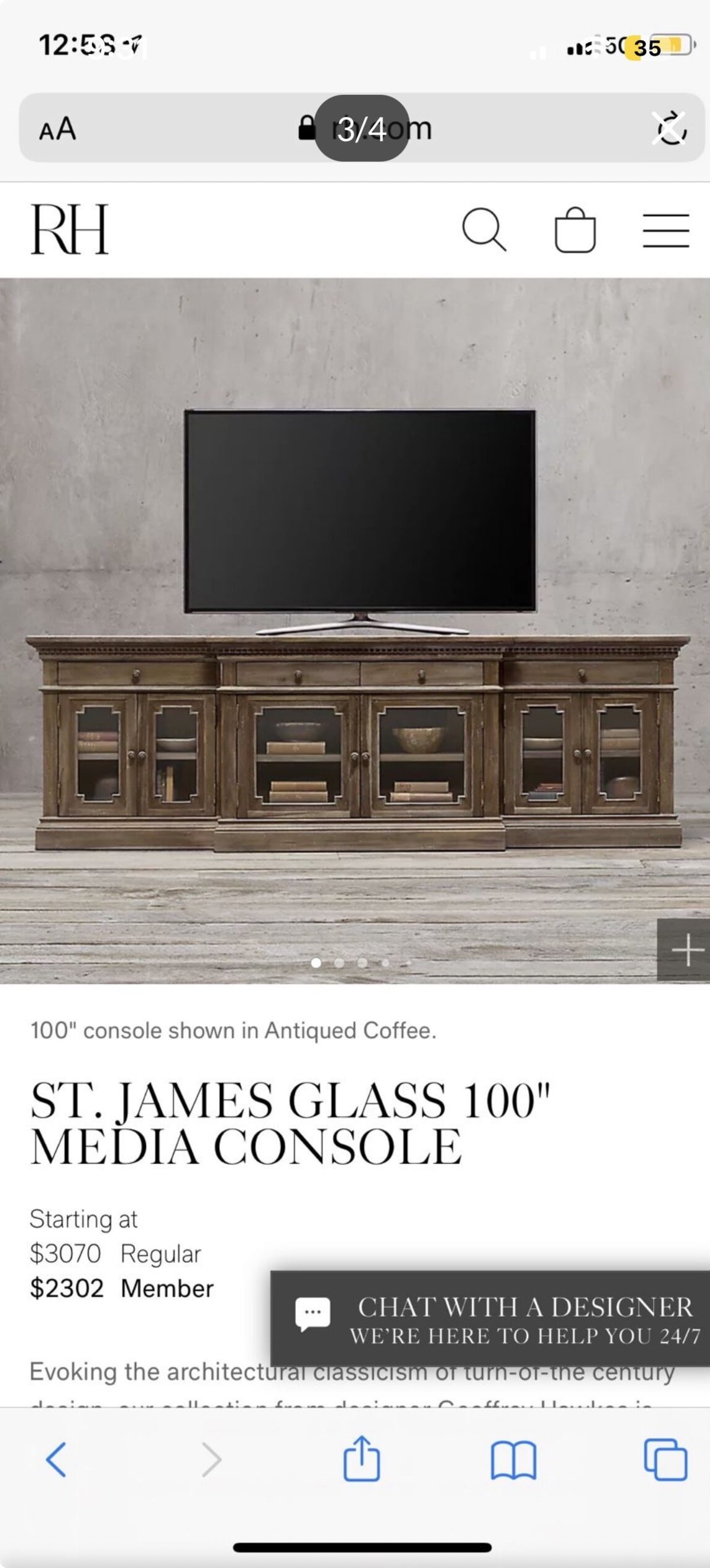 2020 Restoration Hardware Media Console – Like New Condition – Rosenberg, TX