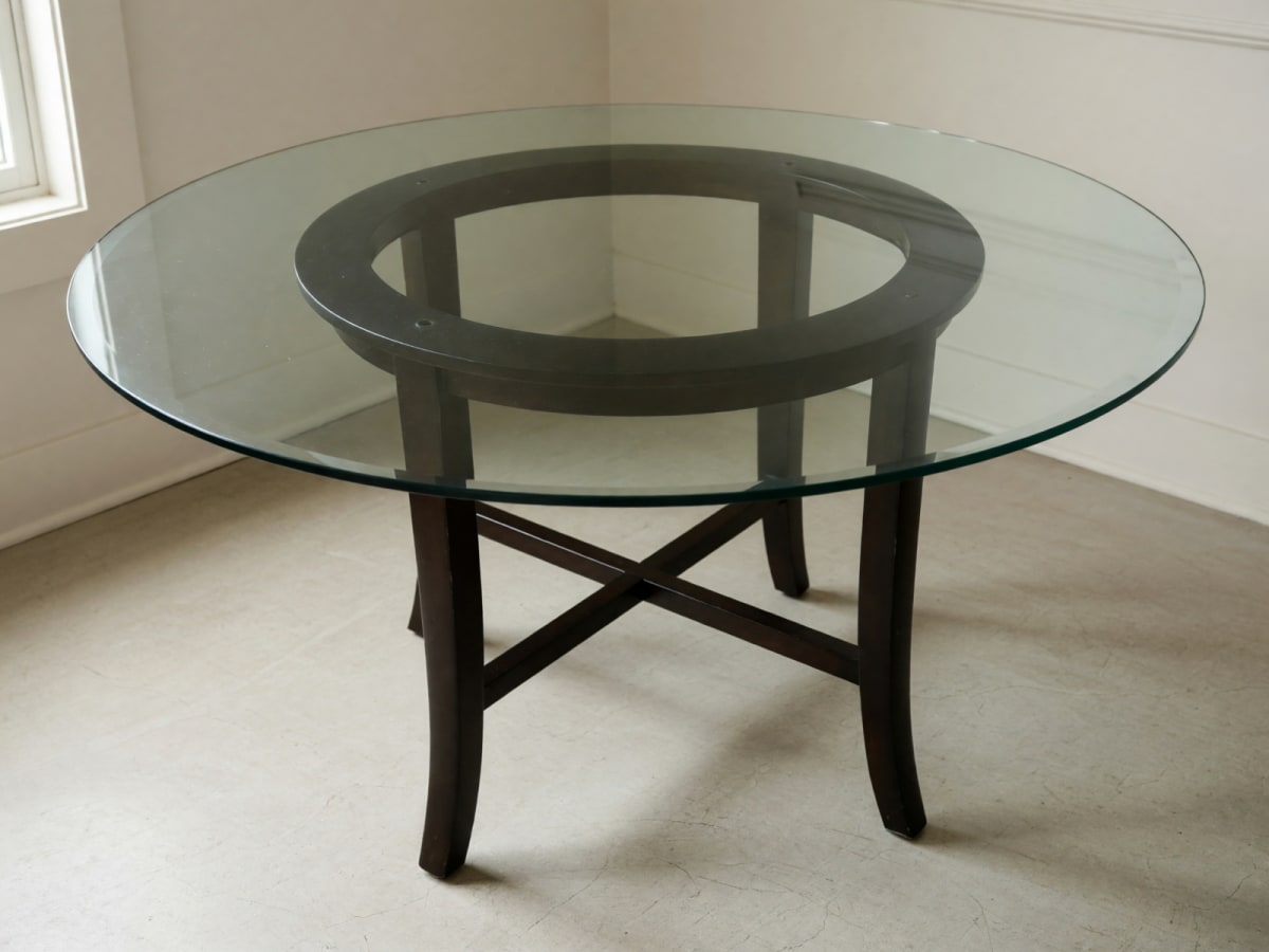 Crate & Barrel 48” Halo Glass Dining Table Discontinued in Good Condition