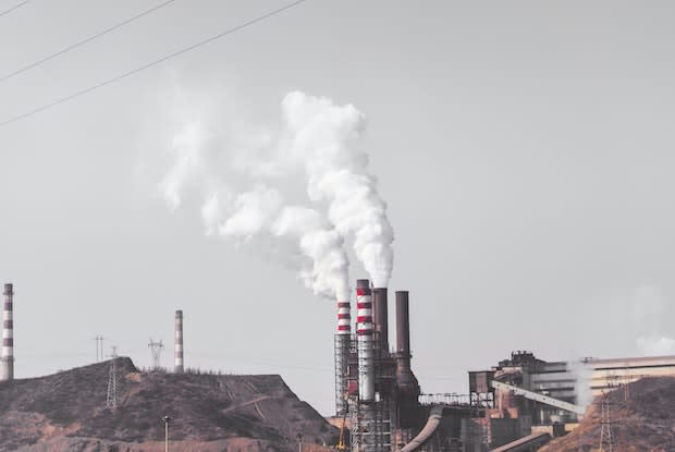 smokestacks in a factory