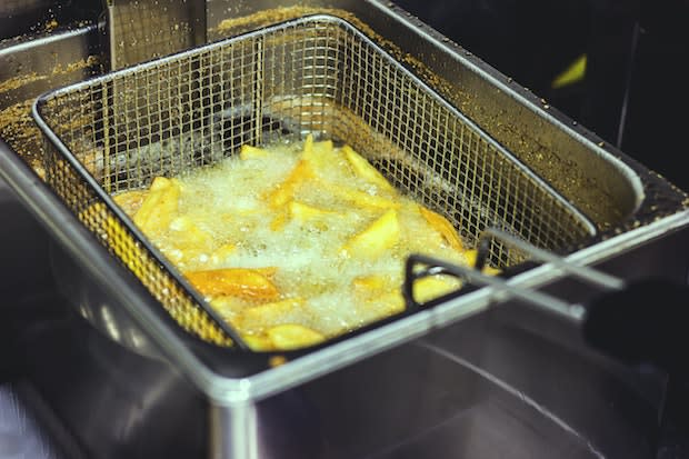 fries in a deep fryer