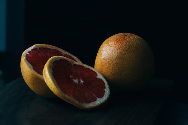 a sliced grapefruit