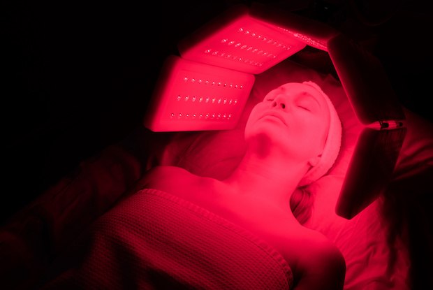 a woman undergoing light therapy