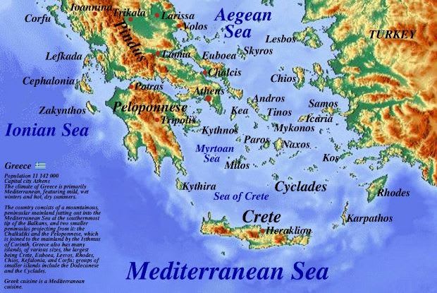 a map of the Mediterranean Sea and surrounding countries