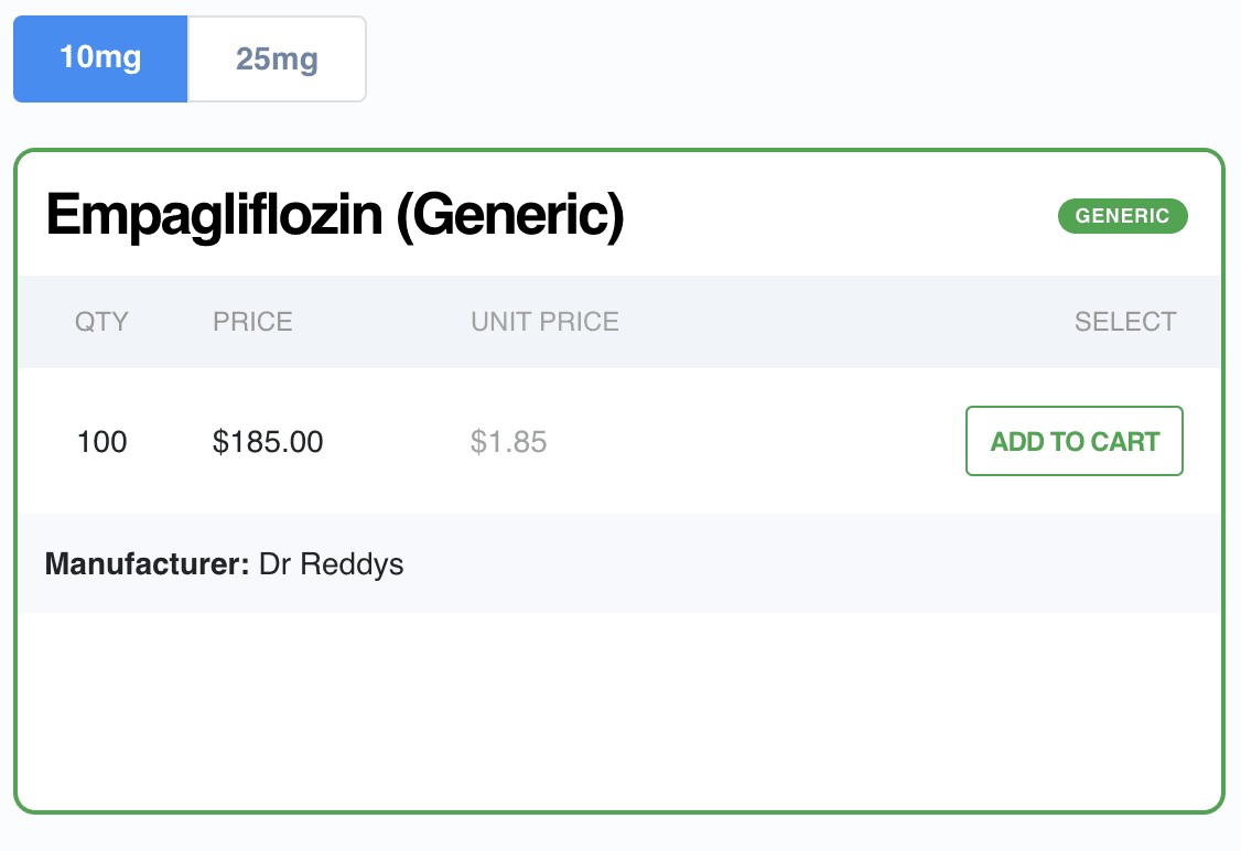 price of generic Jardiance at RxConnected