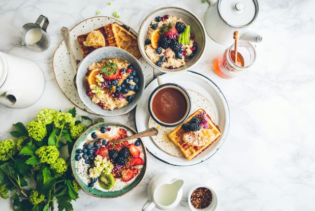 an assortment of different foods