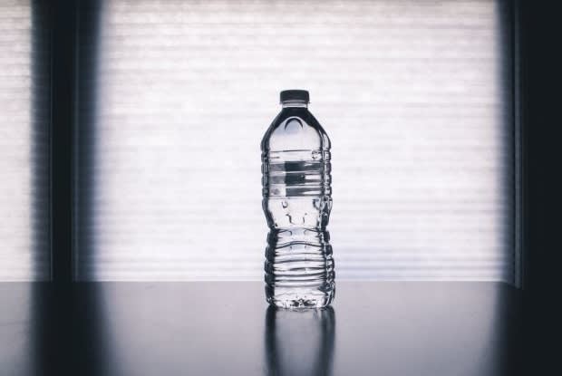 a plastic bottle of water