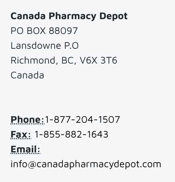 canadian pharmacy contact information and PO BOX