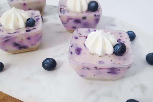 blueberry yogurt in small glasses