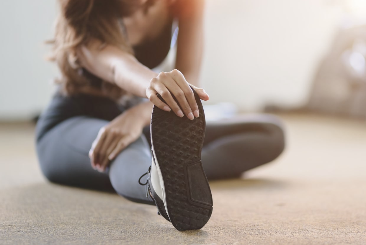 a woman stretching