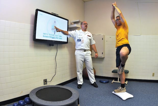 a person undergoing a balance test