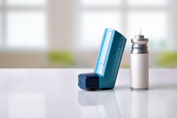 a blue inhaler