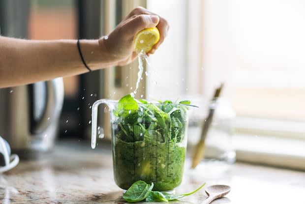 greens in a blender