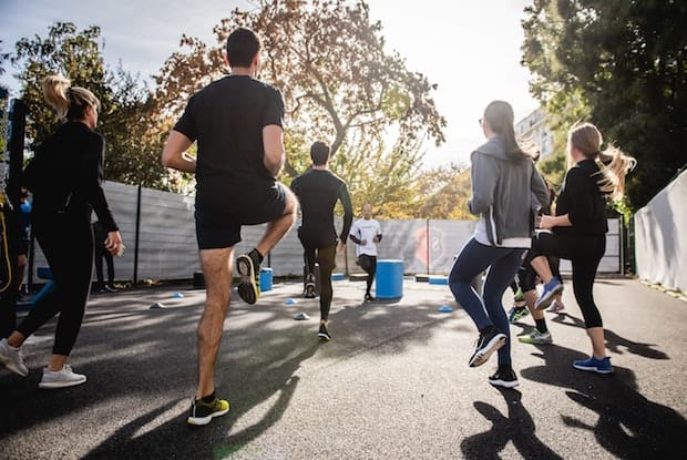 a group exercising