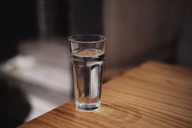 a glass of water