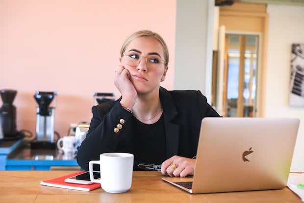 a woman looking bored