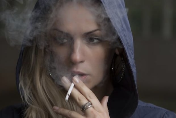 A woman smoking