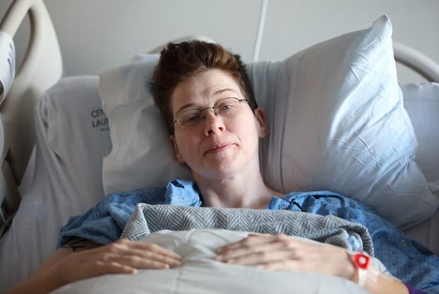 a patient in a hospital bed