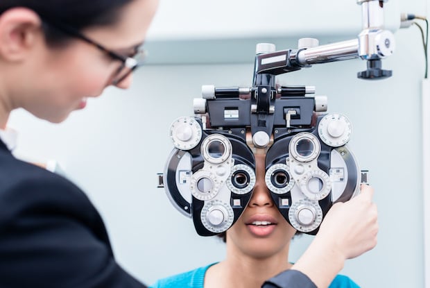 a person getting an eye test