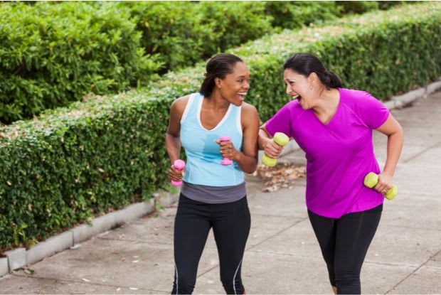 women power walking in the park