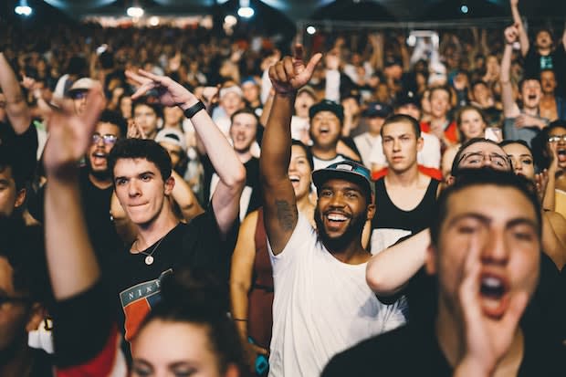 a bunch of people at a concert