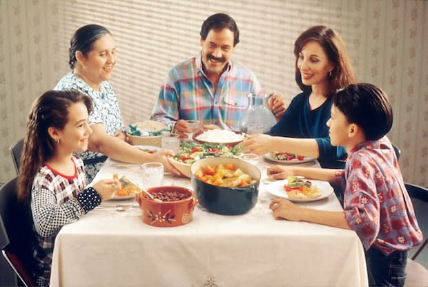 a family eating dinner