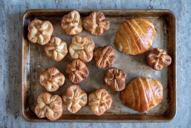 baked goods on a metal tray