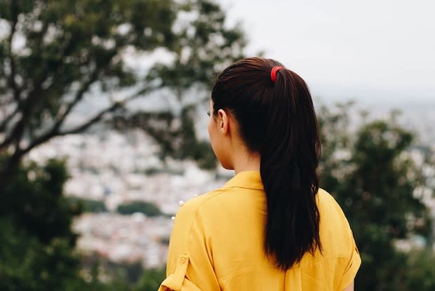 woman with brown haired ponytail