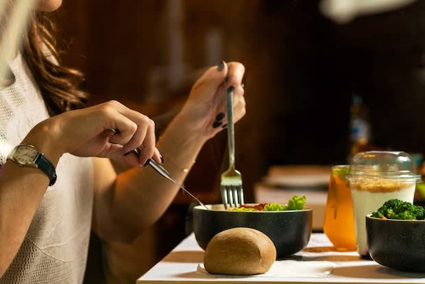 a woman eating