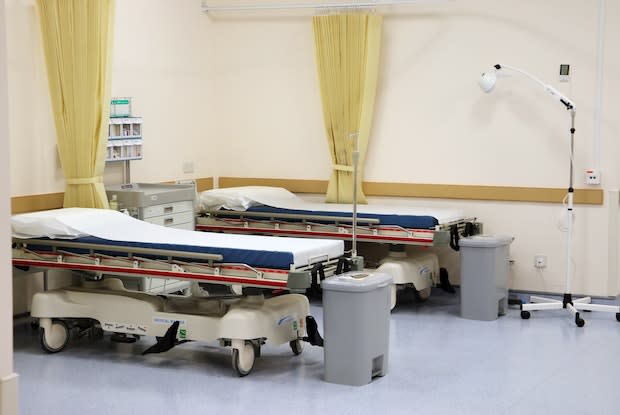 two hospital beds