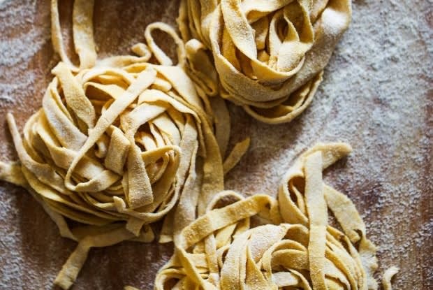 fresh pasta coated in white flour