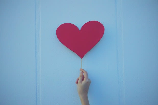 a heart cut from construction paper