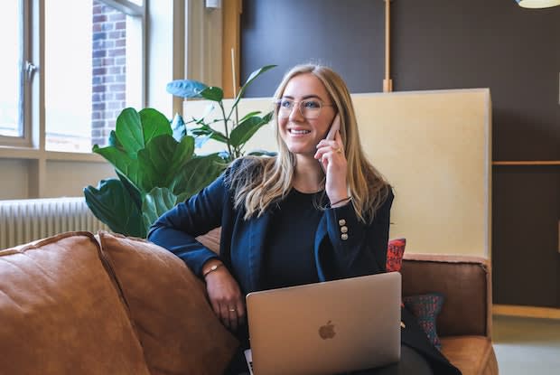 a woman on a phone call