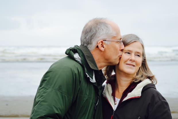 an older couple sharing a tender moment