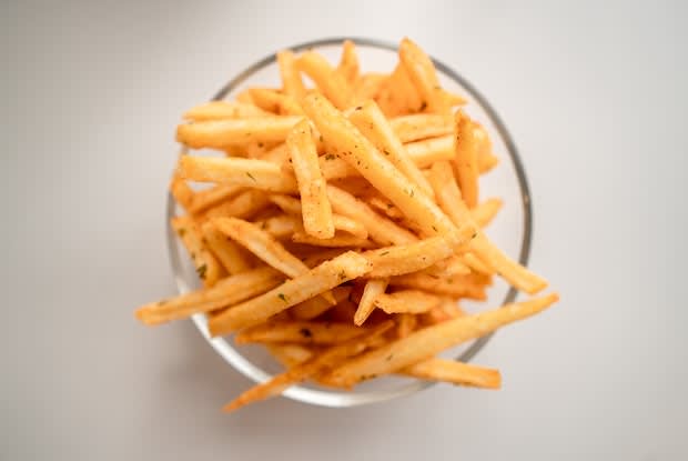 a bowl of French fries